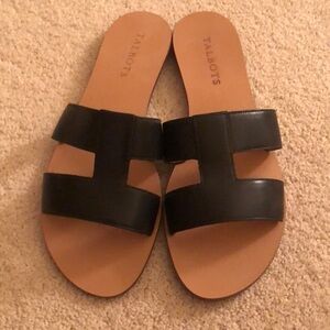 Talbots Size 8 Black Leather Sandals